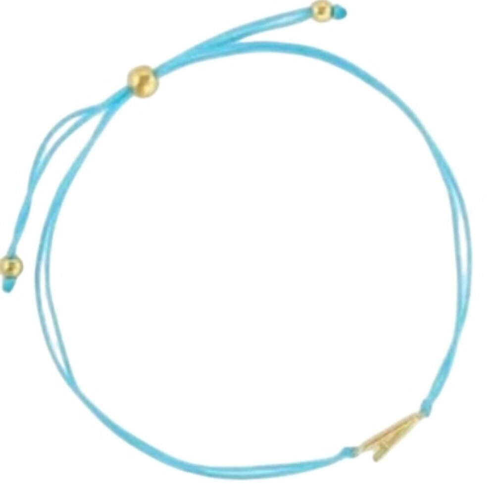 Gorjana Initial Prism Bracelet – Blue String with Gold-Plated "A" Charm – NWT